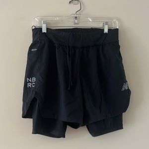 Black New Balance athletic running shorts